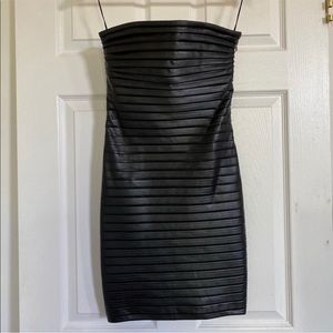 MAJE Strapless Leather Bustier Dress
